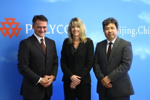 Polycom��̫�^(q��)�����ձȺ����������ޅ^(q��)����Hansjoerg Wagner (��һ)��Polycomȫ���N�ۈ�(zh��)�и�����Tracey Newell(����)��Polycom�Ї��^(q��)����(j��ng)�����(��һ)